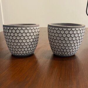 Gray Honeycomb Patterned Planters